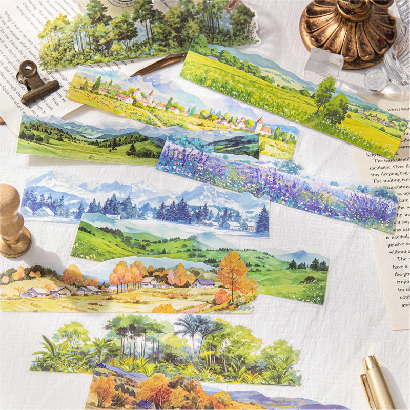 10pcs Landscape Stickers Pack For Scrapbooking DIY Journal Collage