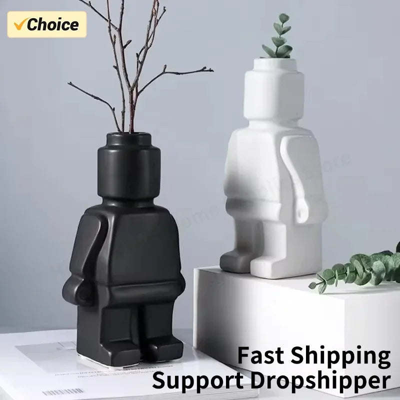 European Resin Statue Creative Block Man Vase Home Decoration