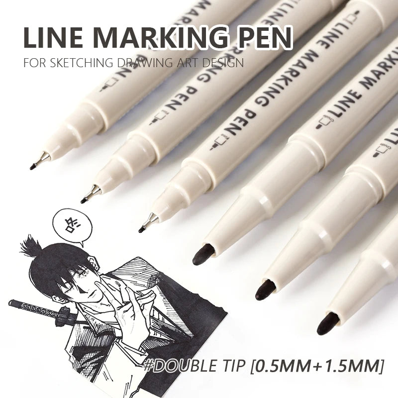 6 Pcs Double Tip Art Marker Set For Manga Drawing And Sketching
