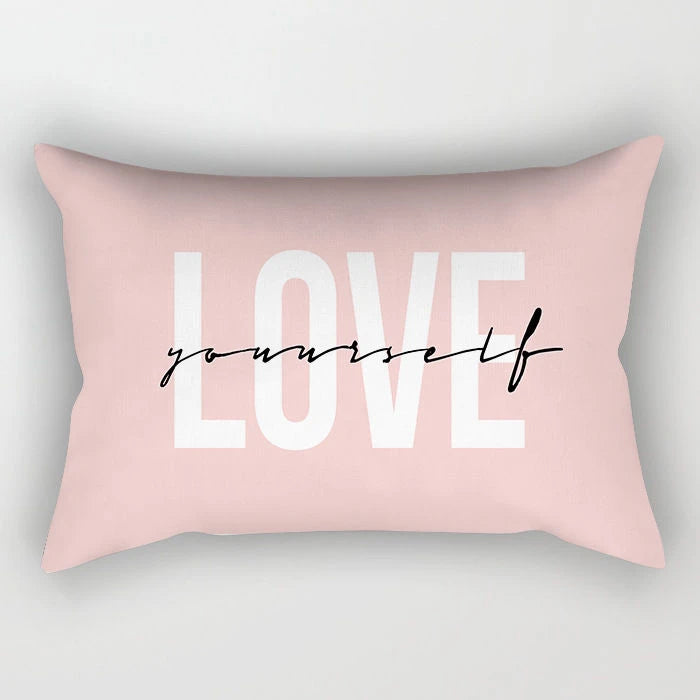 Nordic Pink Checkered Striped Cushion Pillowcase For Office Living Room