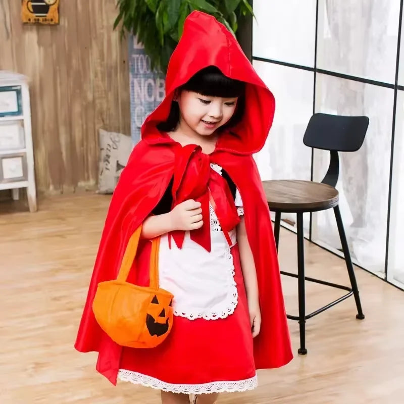 Girls Little Red Riding Hood Costume Halloween Christmas Performance Dress