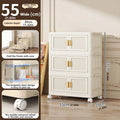 Foldable Storage Cabinet With Wheels Dustproof Wardrobe Organizer