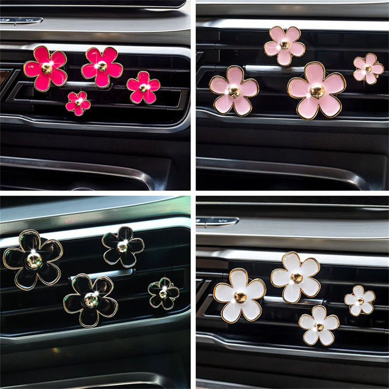 4Pcs Car Air Freshener Clips Daisy Scented Vent Aroma Accessories
