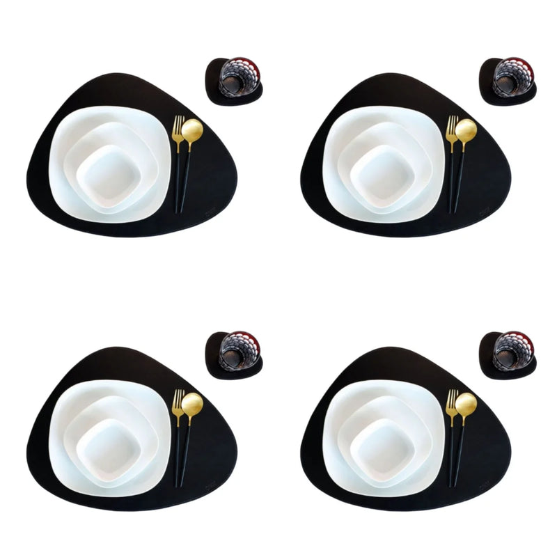 Faux Leather Placemats Oval Black Sets With Coasters Kitchen Decor