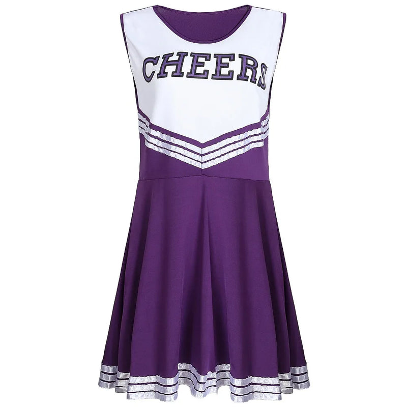 Cheerleading Dance Costume For Women Sleeveless Crop Top Pleated Skirt