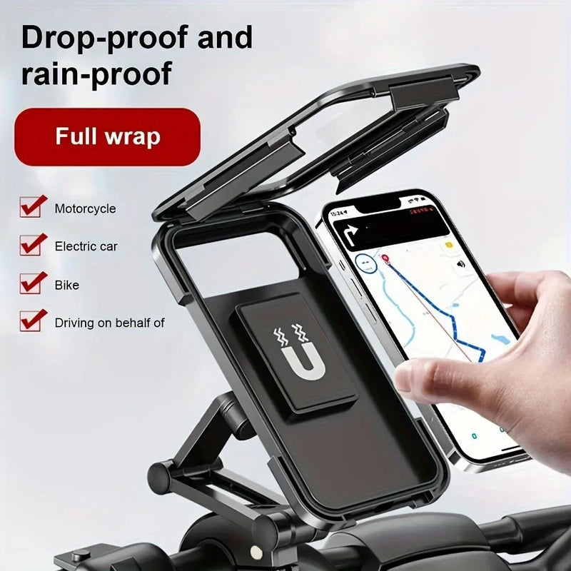 Waterproof Motorcycle Phone Holder Magnetic Cycling Bag 360 Swivel Stand