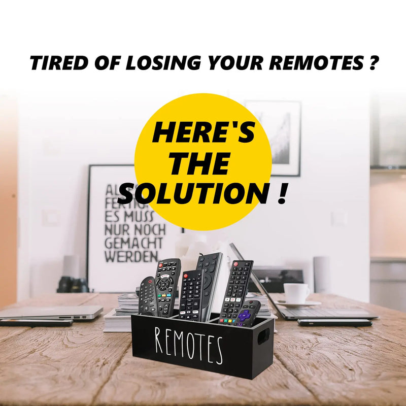 Wooden Remote Control Organizer With Desk Storage For Home Office