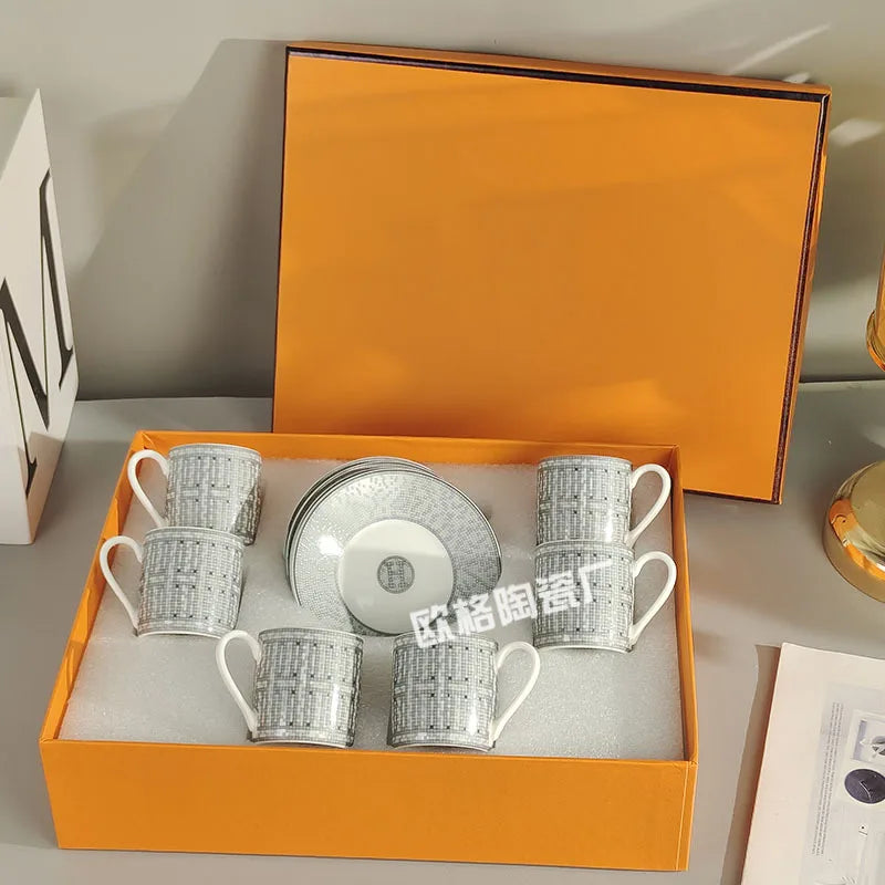12pcs Espresso Cups Set Ceramic Coffee Tea Cups With Plates And Handles