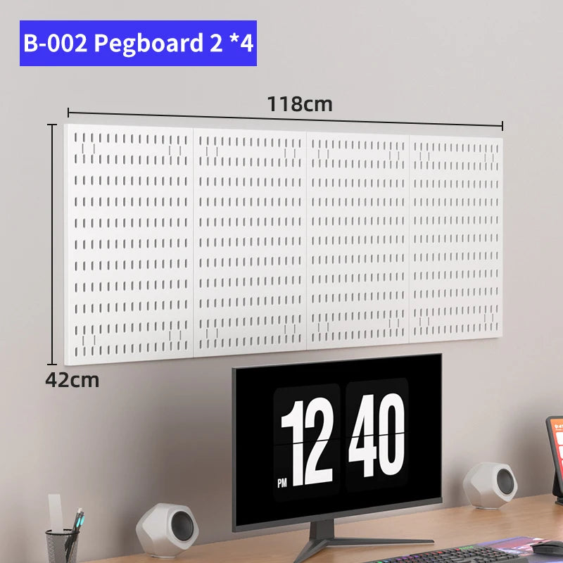 Pegboard Wall Organizer Kit Modular Panels No-Punch Installation Craft Storage