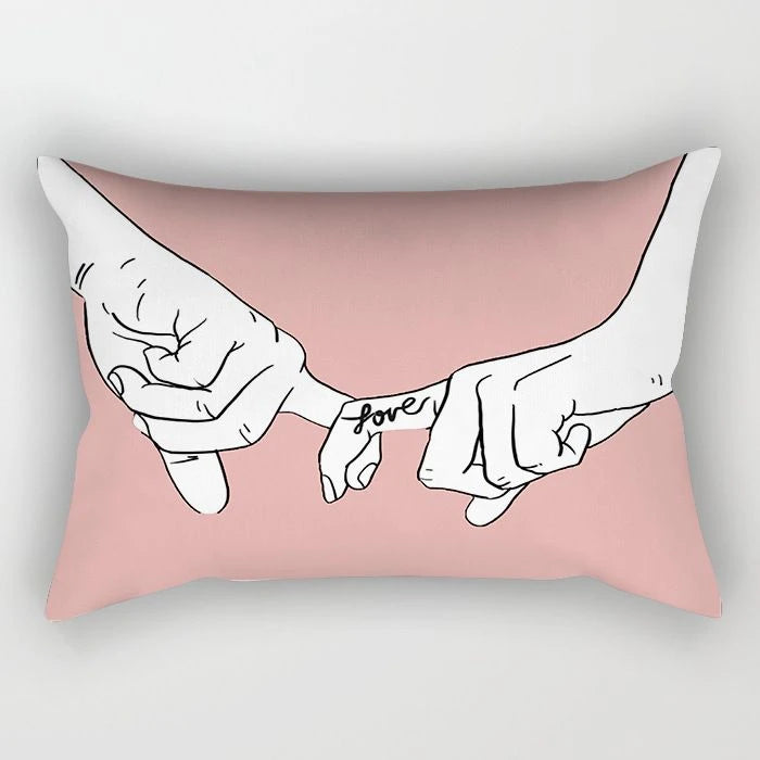 Nordic Pink Checkered Striped Cushion Pillowcase For Office Living Room