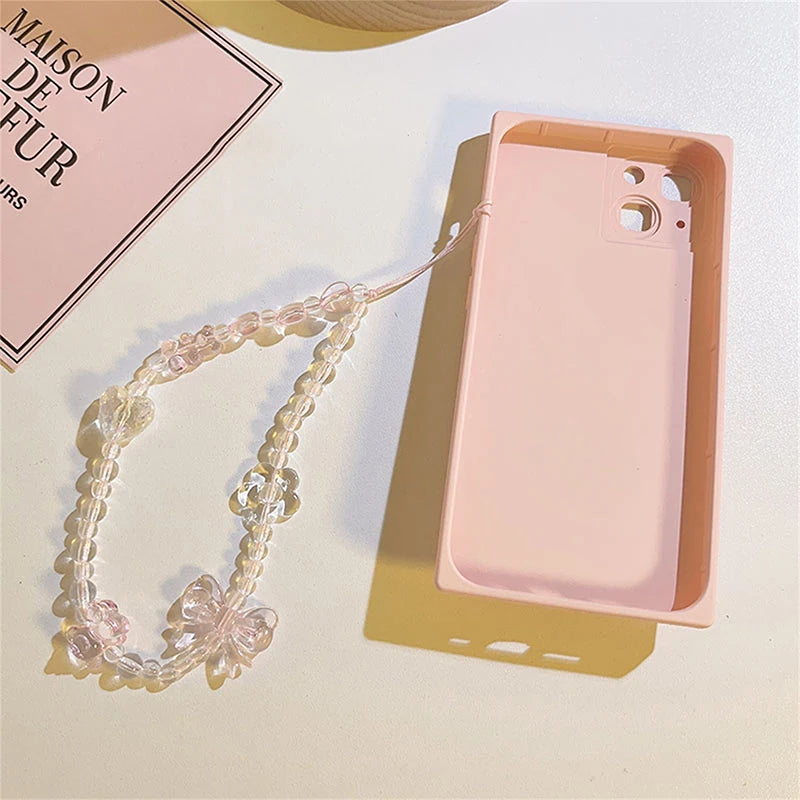 Korean Pink Bear Butterfly Flower Cute Phone Strap Charm Lanyard