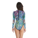 Mermaid Cosplay Costume Women One-piece Fish Scale Long Sleeve Swimsuit