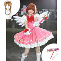 Cardcaptor Sakura Cosplay Costume Kinomoto Sakura Pink Dress Wig Set