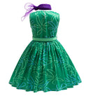 Girls Halloween Costume Set Sleeveless Floral Skirt Belt Scarf Wig