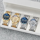 4pcs Men's Quartz Watch Set Steel Band Arabic Dial Stylish