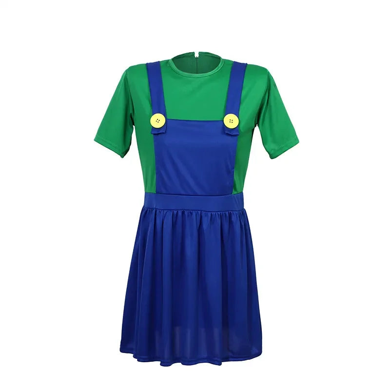 Women's Luigi Costume With Hat Beard Gloves For Party Acting