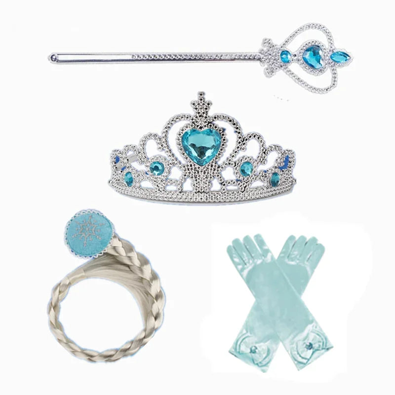 Girls Elsa Costume Frozen Princess Dress Snow Queen Party Gown