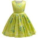 Girls Halloween Costume Set Sleeveless Floral Skirt Belt Scarf Wig