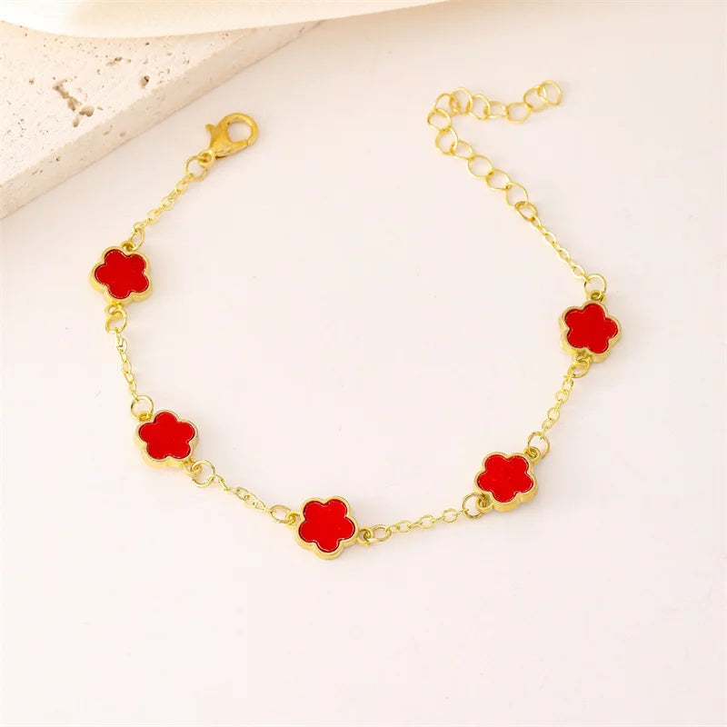 Five-petal Flower Bracelet Gold Color Chain Friendship Jewelry For Women