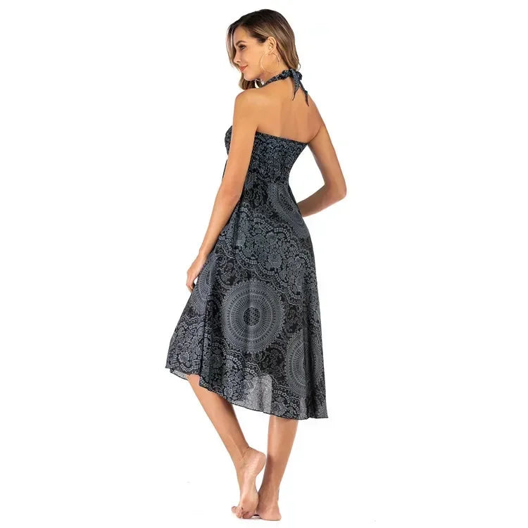 Boho Maxi Skirt Women Vintage Two Way Wear Beach Dress Skirt