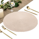 Set Of 6 Round Braided Placemats 34CM Woven Non-Slip Table Mats