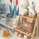 Wooden Desktop Organizer Shelf Trapezoidal Desk Storage Rack For Office