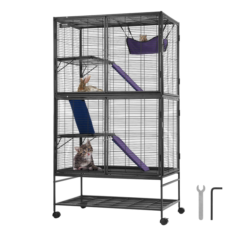 SucceBuy Large Ferret Cage Rolling Metal 4-Tier Small Animal Cage
