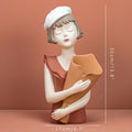 Modern Balloon Girl Sculpture Resin Figurine Gold Tray Living Room Decor