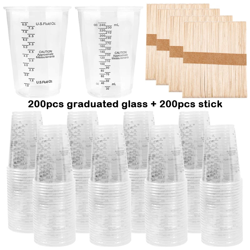 FAIS 10oz Disposable Measuring Cups With Stirring Sticks For Resin Mixing