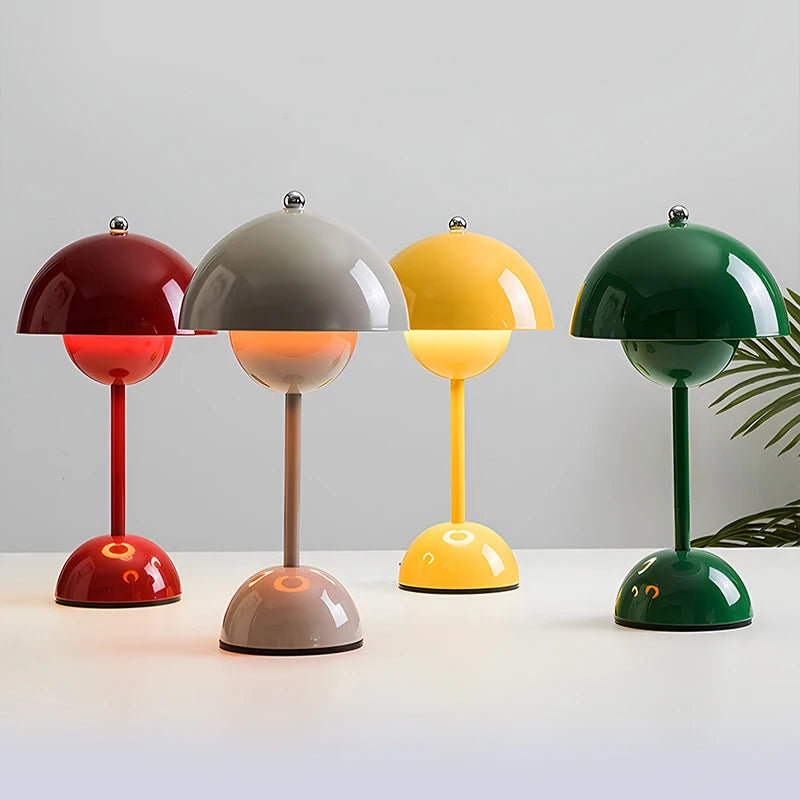 Rechargeable Table Lamp With 3 Speed Adjustment Flower Bud Design
