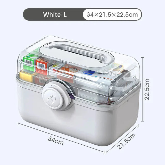 Large Capacity Portable Medicine Organizer Box For Home Storage