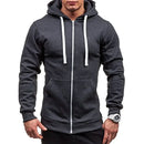 Mens Zip Hooded Sweatshirt Jacket Solid Colour Casual Lightweight Top