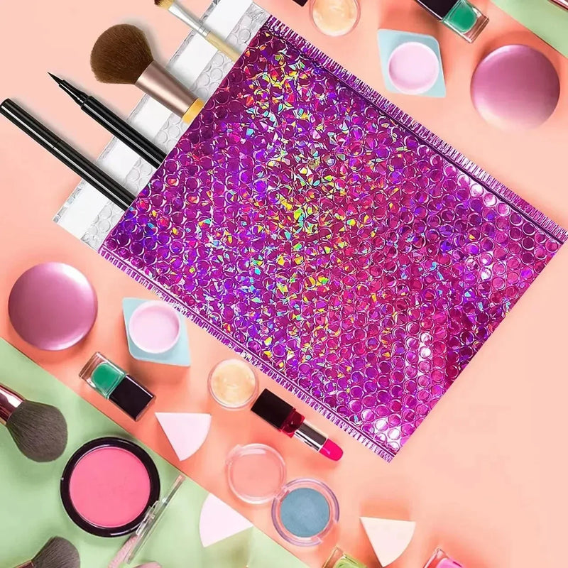 50Pcs Holographic Bubble Mailer Rose Red Padded Envelopes For Shipping