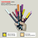 12-60 Colors Acrylic Paint Markers Pen 1-2mm Valve For Painting