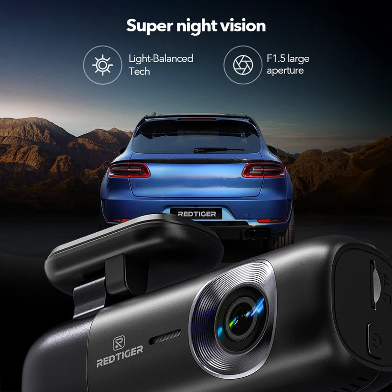 REDTIGER F9 4K Dash Cam Front Rear WiFi GPS Night Vision