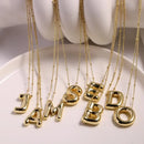 LATS Gold Plated Chunky Alphabet Pendant Necklace For Women Men