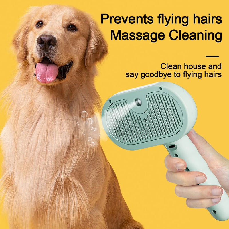 Steam Spray Dog Grooming Brush For Gentle Pet Hair Care