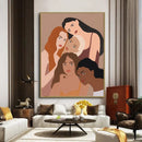 Abstract Boho Wall Art Canvas Nordic Girl Flowers Cactus Prints