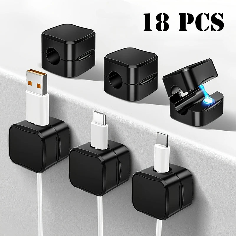 Magnetic Cable Clips 6 Or 18pcs Wire Organizer For Desk Car Home