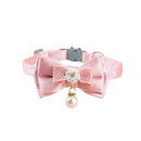 Pet Collar Pink Lace Bow Bell Adjustable Cat Dog Accessories