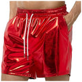 Men's Metallic Shorts Shiny Drawstring Pockets Sport Summer Pants