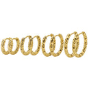 6pcs Stainless Steel Hoop Earrings Round Embossed Jewelry Set