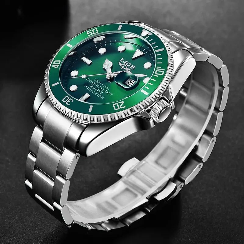 LIGE Men's Quartz Wristwatch Waterproof Sport Diver Date Clock