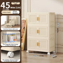 Foldable Storage Cabinet With Wheels Dustproof Wardrobe Organizer
