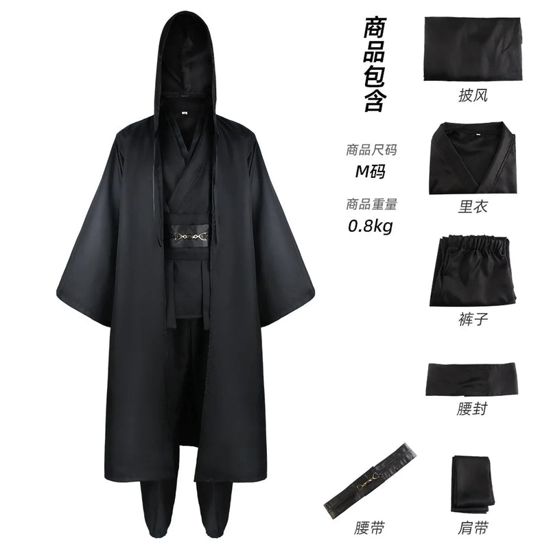 Jedi Warrior Cosplay Costume Adult Full Set Coat Pants Cloak