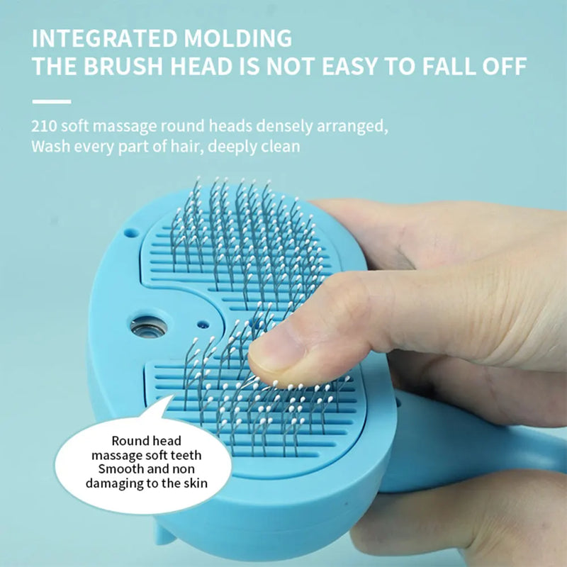 Steamy Rechargeable Cat Grooming Brush With Hair Release Button