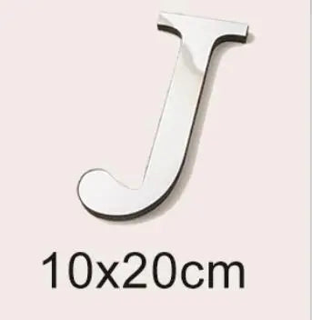 3D Silver English Letters Wall Stickers Acrylic Mirror Home Decor