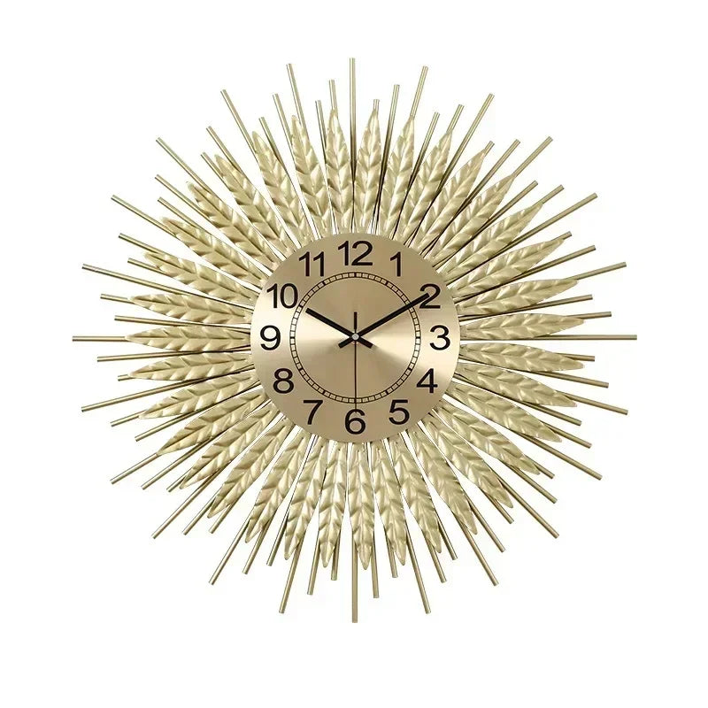 Wheat Ears Wall Clock Living Room Decor Symbolizing Prosperity Unity