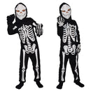 Kids Halloween Costume Skeleton Skull Jumpsuit With Mask For Party