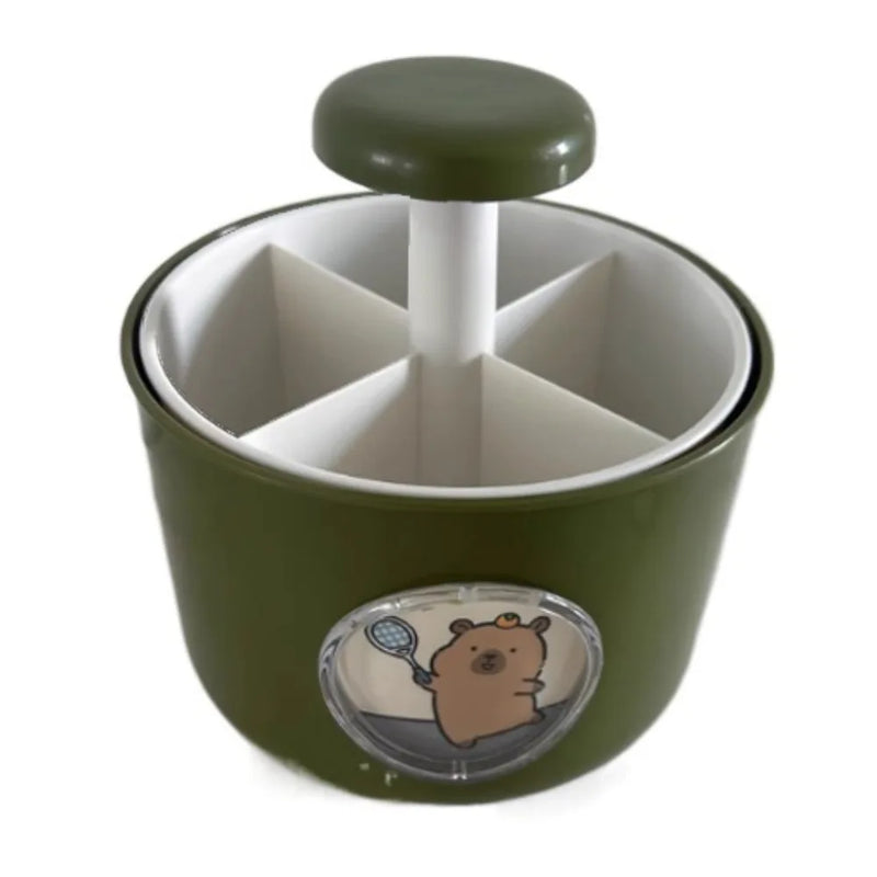 Capybara Pen Holder Rotating 4 Grid Large Capacity Desktop Organizer